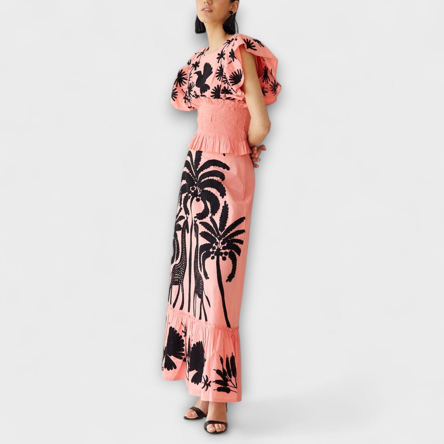 Chic Palm Tree Print Dress for Summer Events