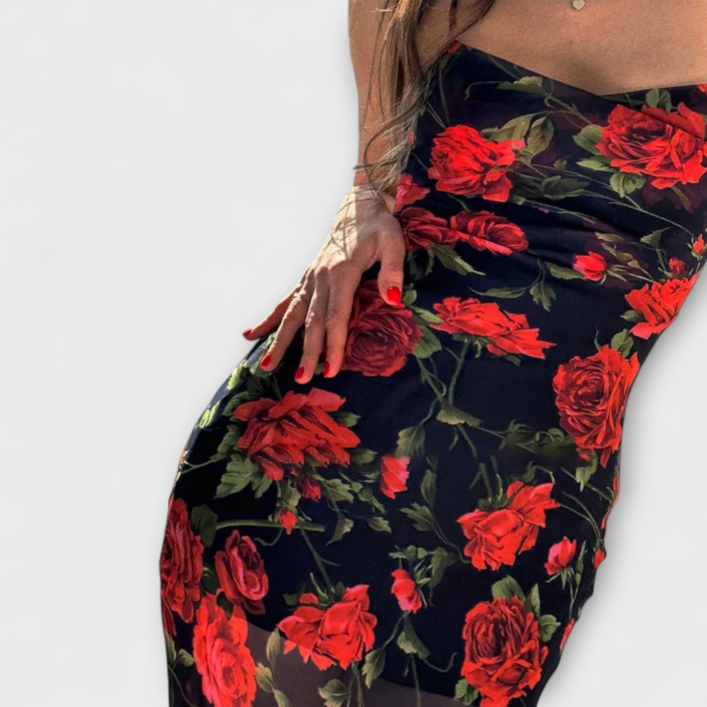 Floral Print Spaghetti Strap Dress for Parties