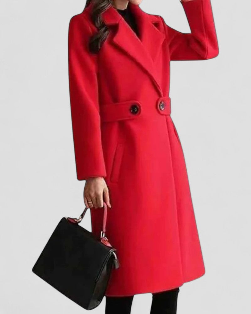 Women's Maxi Coat with Lapel Collar – Stylish All-Season Outerwear