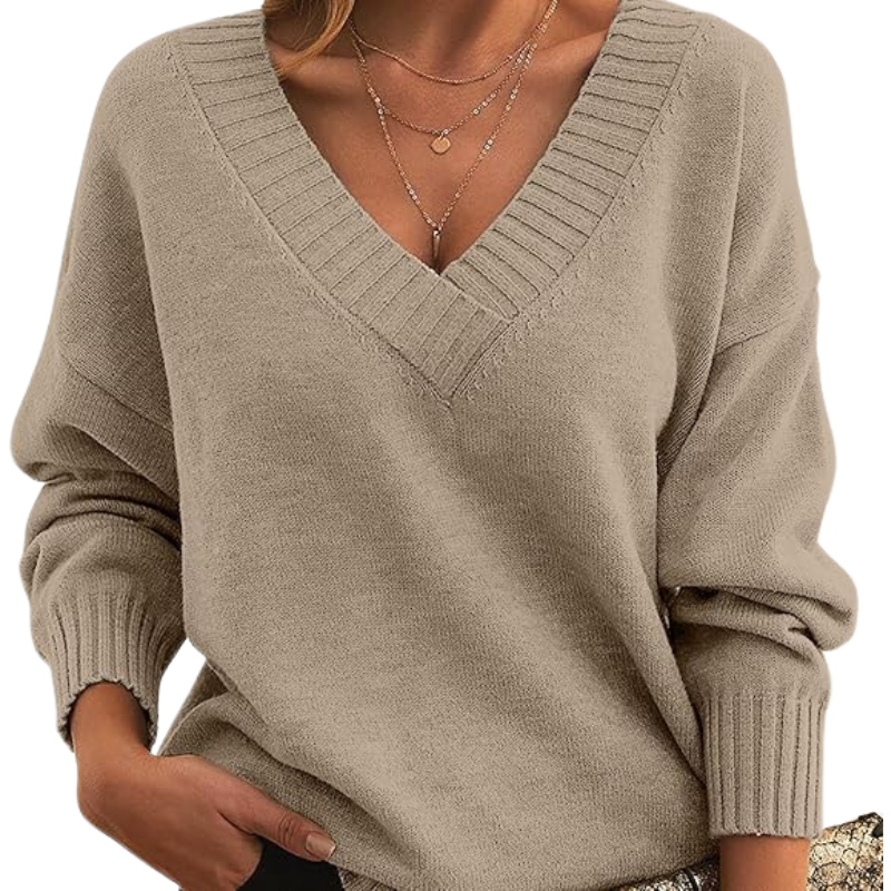 Cozy Women's V-Neck Knit Sweater for Everyday Wear