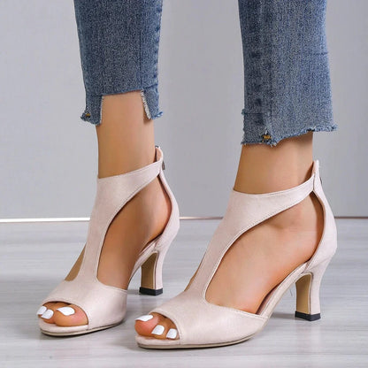 Stylish Open Toe Heels with Back Zipper for Any Occasion
