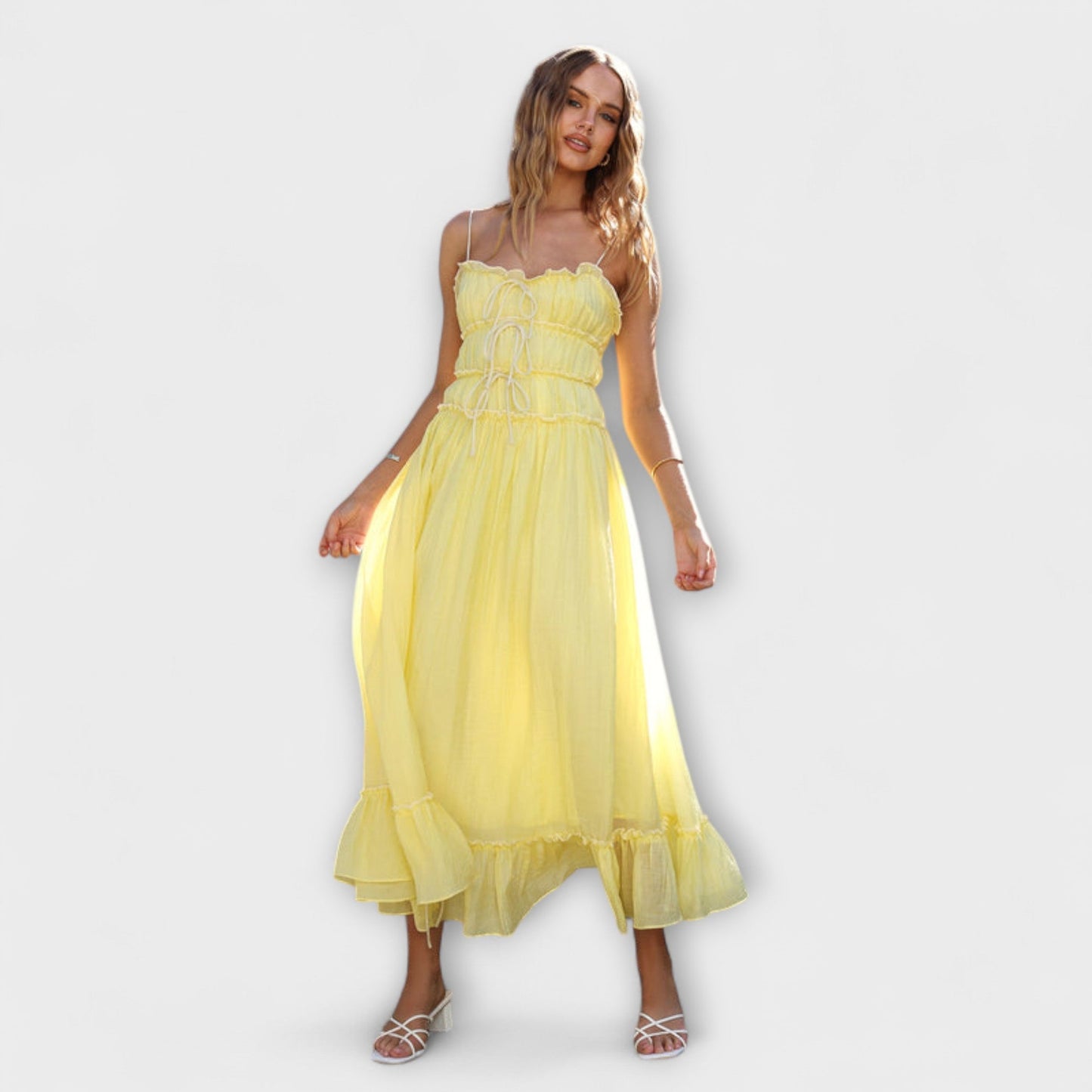 Celine - Chic Ruffled Hem Midi Dress for Events