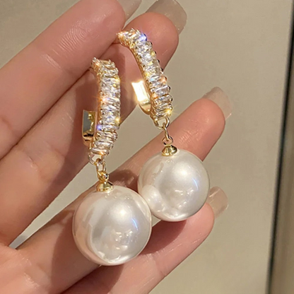 Stylish Pearl and Zirconia Earrings