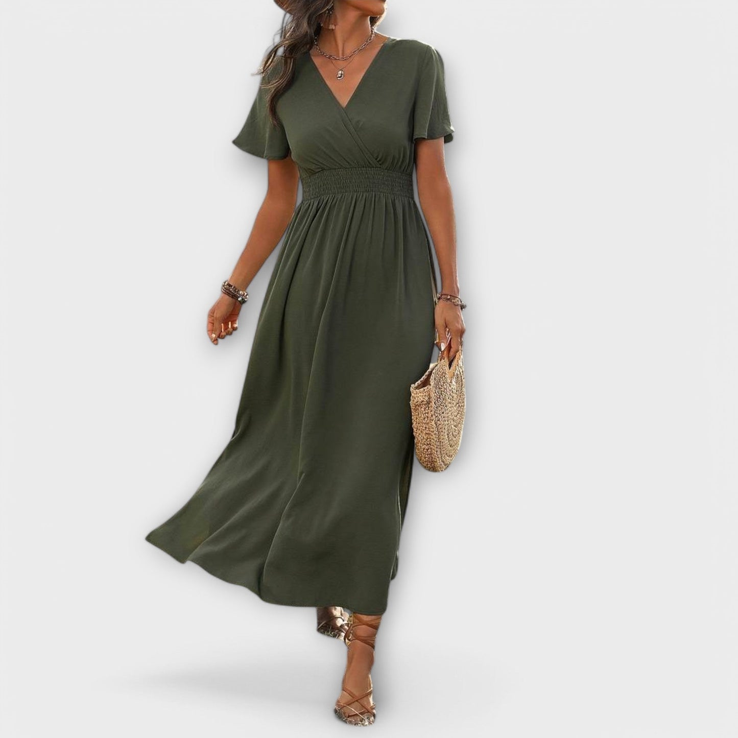 Heather - Boho V-Neck Long Sleeve Dress for Every Occasion