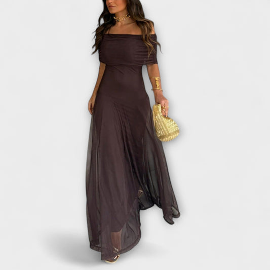 Toledo One-Shoulder Mesh Maxi Dress for Summer Events
