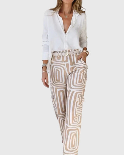 Emilia™ | Chic Trousers with Blouse & Belt for Any Occasion