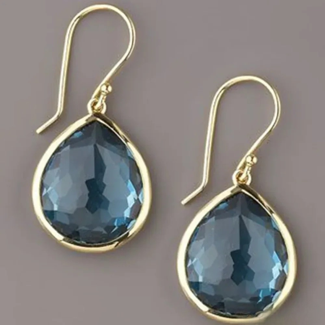Retro Blue Crystal Drop Earrings