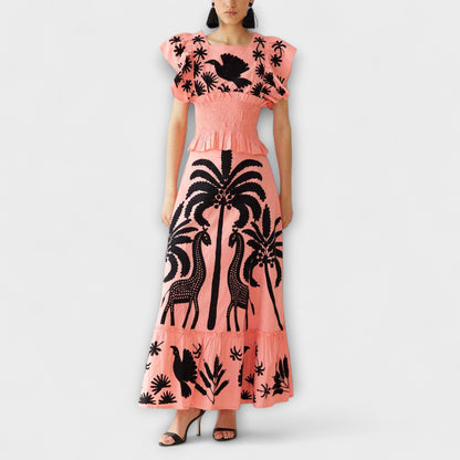 Chic Palm Tree Print Dress for Summer Events