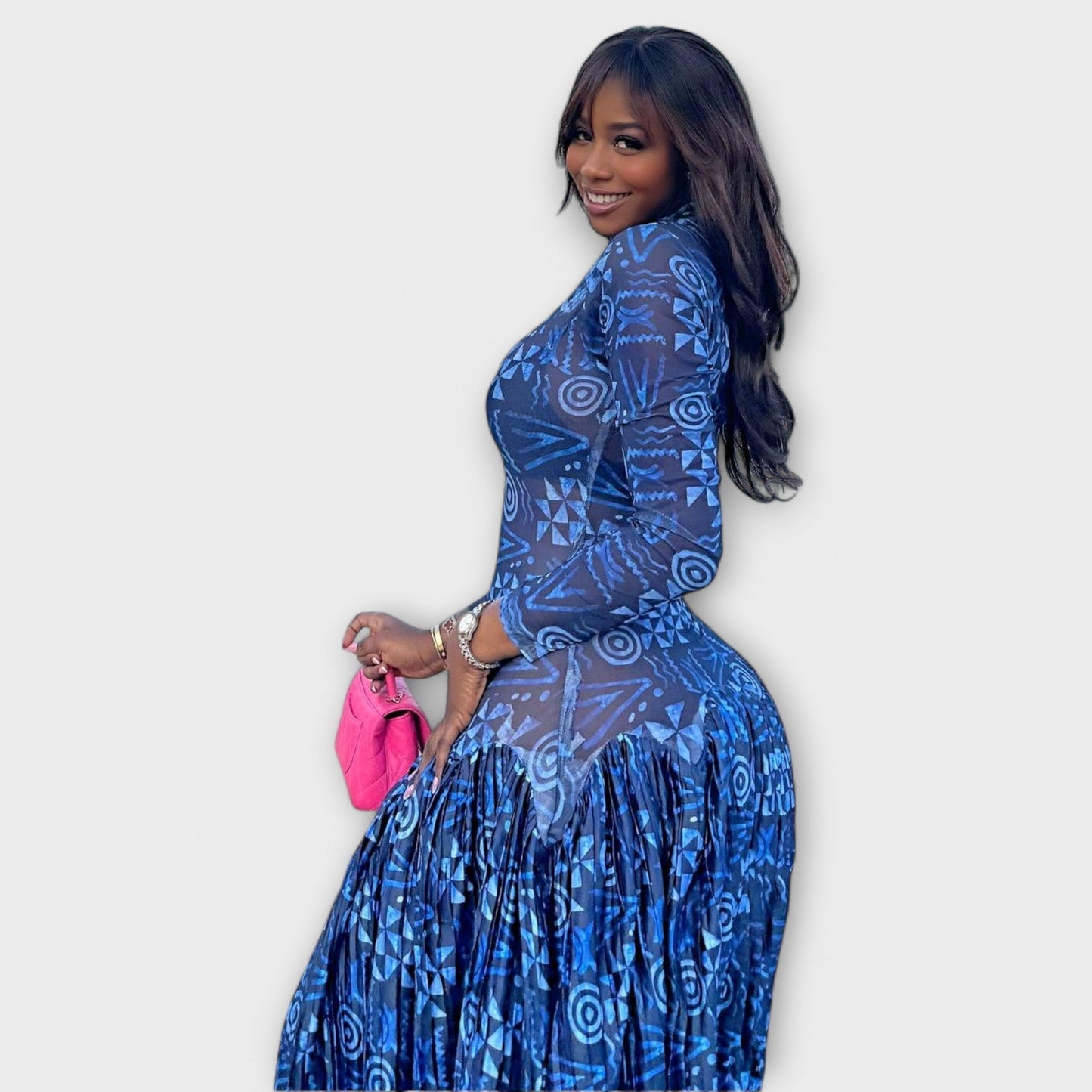 Mia Maxi Dress in Floral Mesh for Events