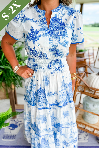 Eliza | Classic Toile Maxi Dress for Any Occasion