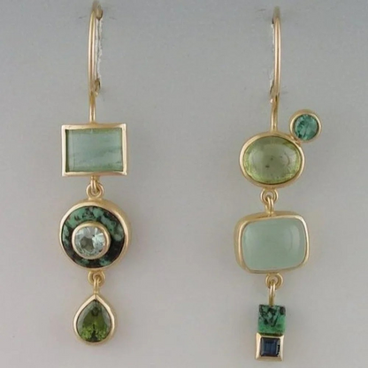 Retro Green Dangle Earrings