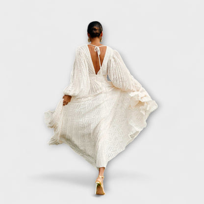 Elsa Cream Maxi Dress – Ideal for Summer Events