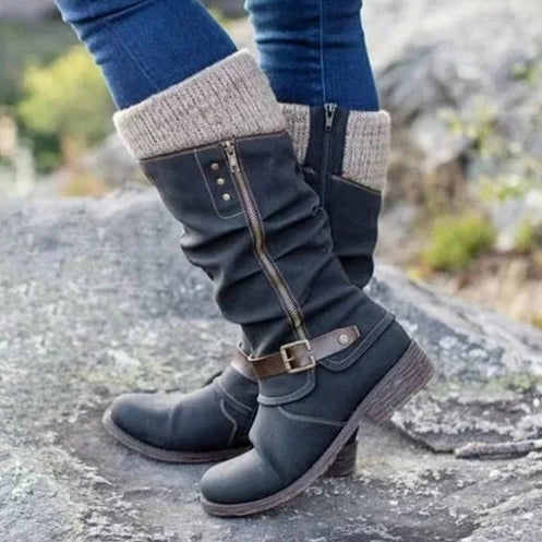 Teresa - Stylish Buckle Knee-High Boots for Every Occasion