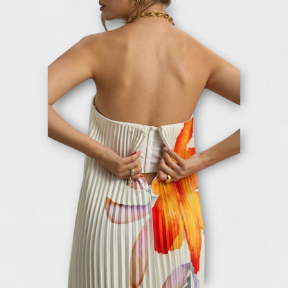 Michelle Orange Floral Maxi Dress for Special Occasions