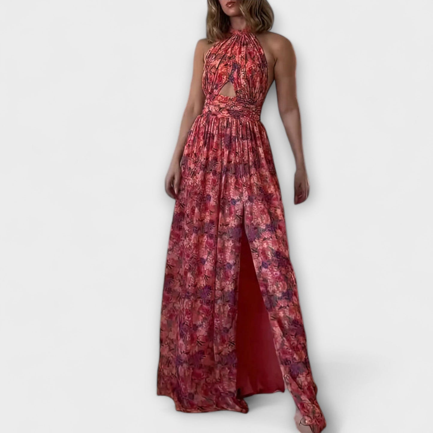 Nortrud Floral Print Backless Maxi Dress for Special Occasions