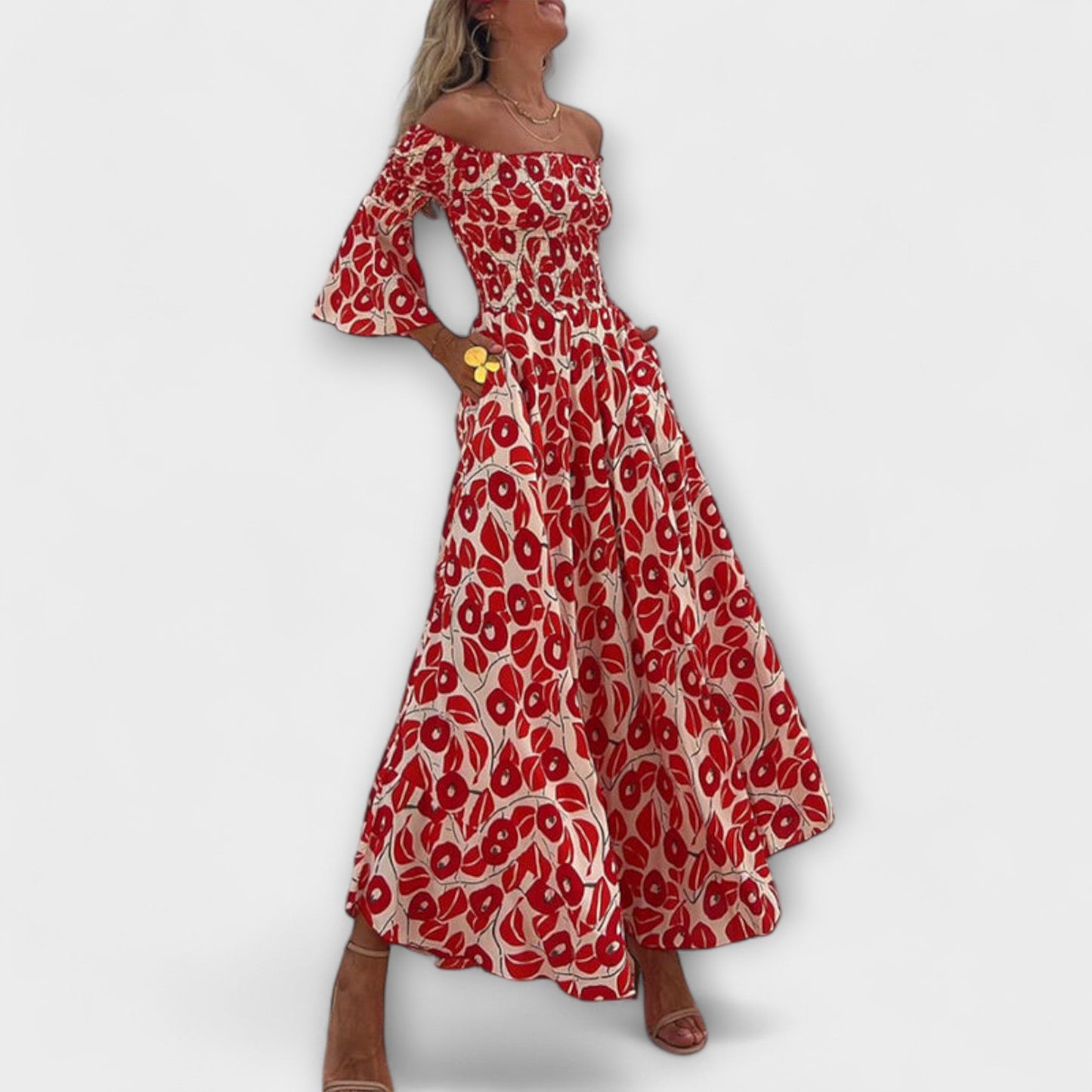 Chic Off-Shoulder Maxi Dress for Travel