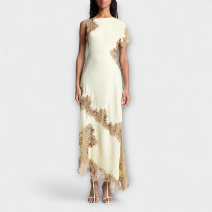 Margaret - Satin and Lace Maxi Dress for Special Occasions
