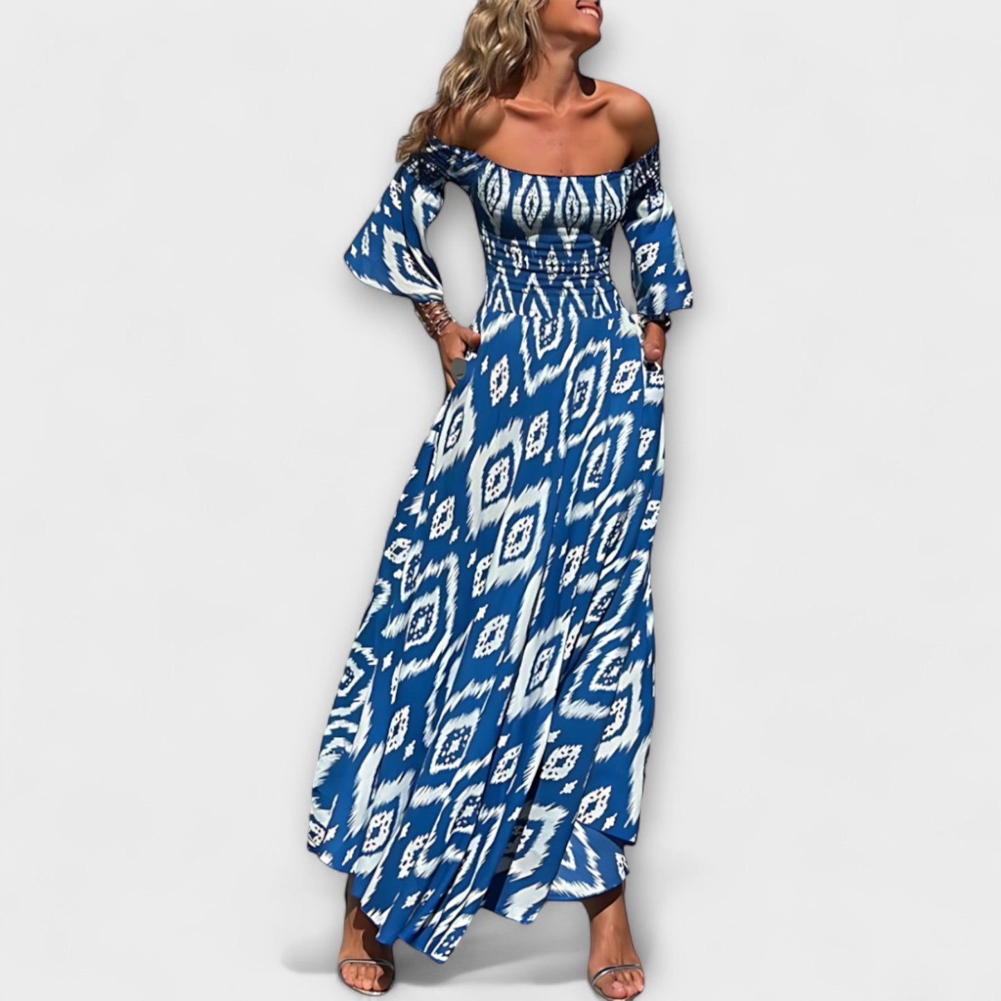 Ocean Floral Off-Shoulder Dress for Beach Days