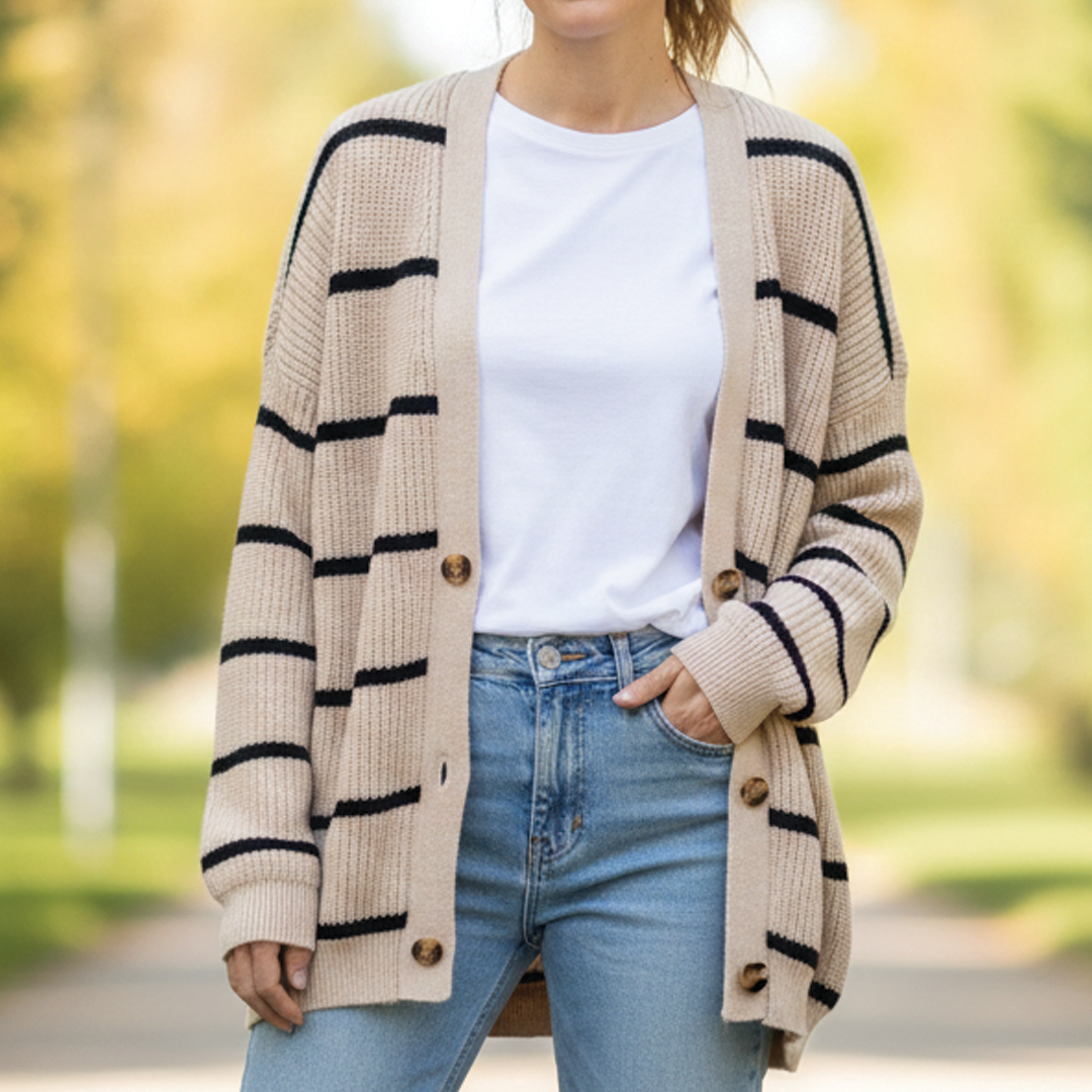 Anna - Cozy Striped Knit Cardigan for Everyday Wear