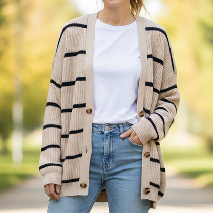Anna - Cozy Striped Knit Cardigan for Everyday Wear