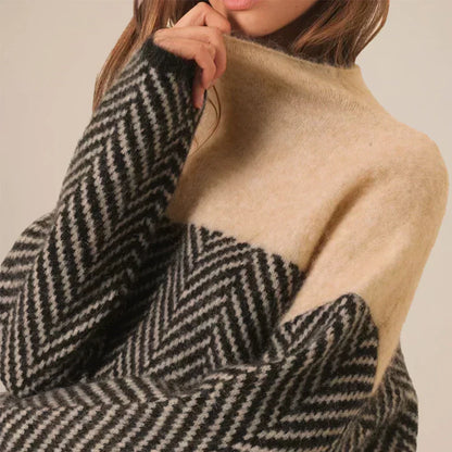 Eva - Stylish Herringbone Knit Sweater for Every Occasion