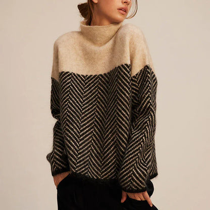Eva - Stylish Herringbone Knit Sweater for Every Occasion