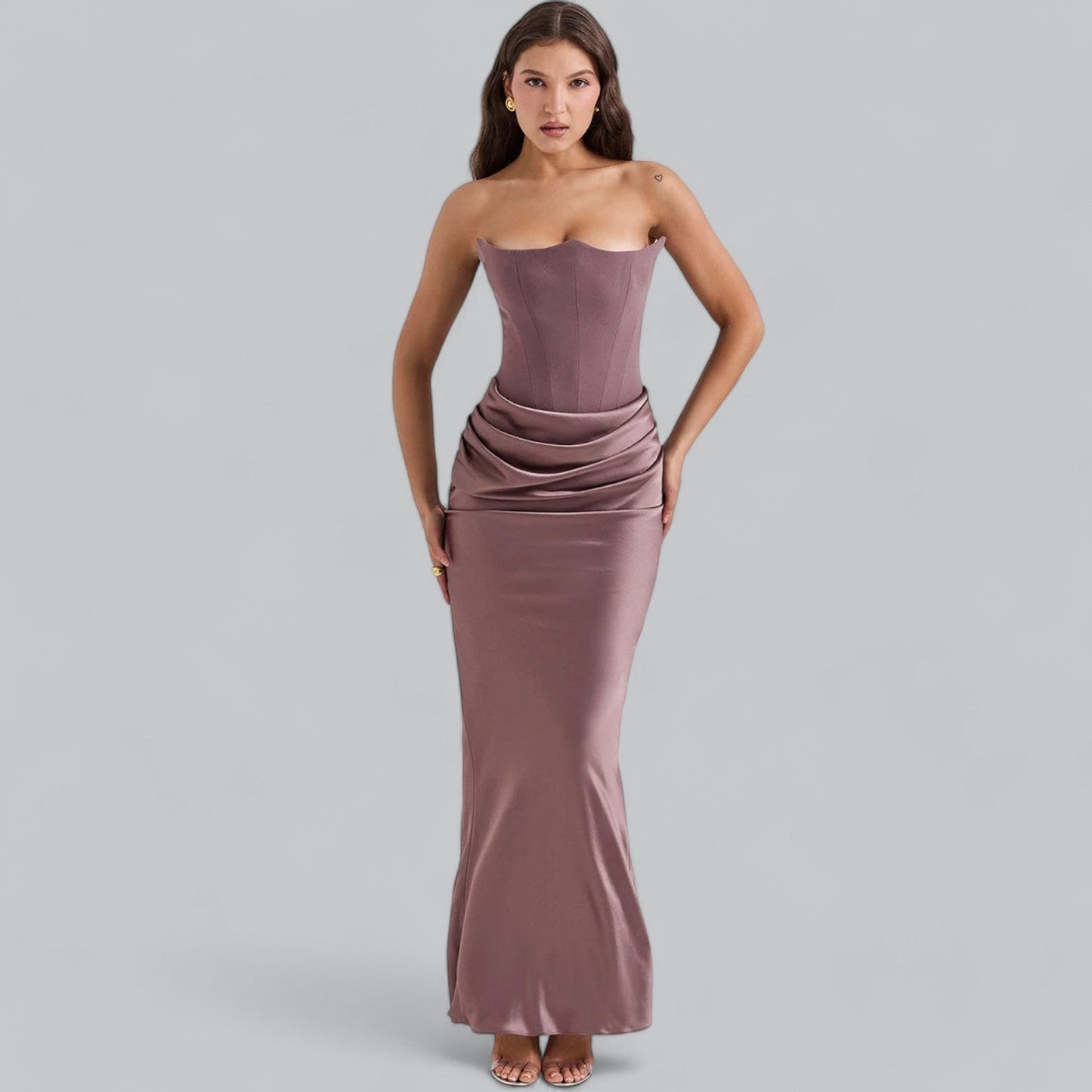 Velvet Strapless Corset Maxi Dress for Special Occasions