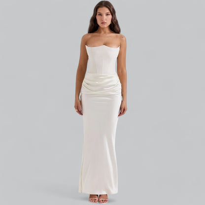 Velvet Strapless Corset Maxi Dress for Special Occasions