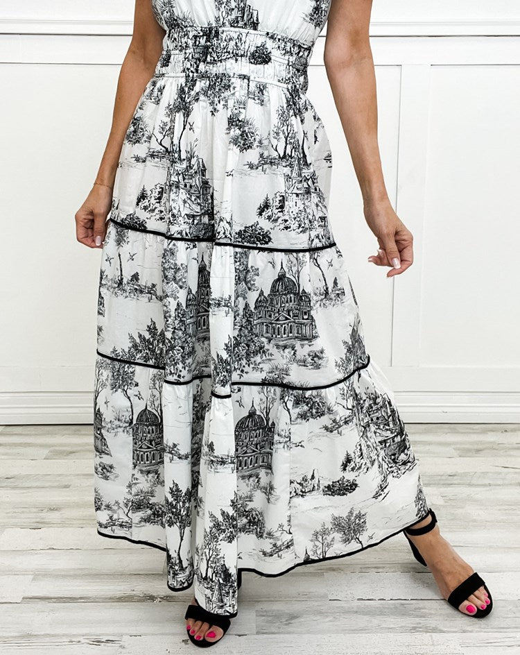Eliza | Classic Toile Maxi Dress for Any Occasion