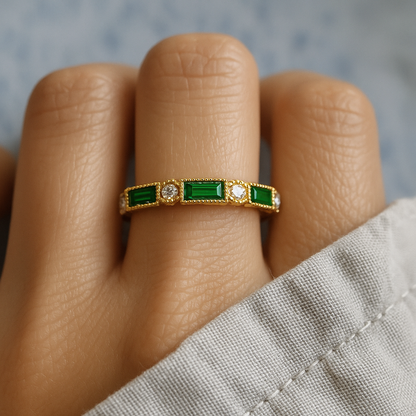 Alex - Gold Ring Featuring Green Inlaid Zirconia