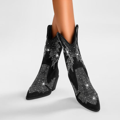Trendy Western Boots for Women with Rhinestone Accents