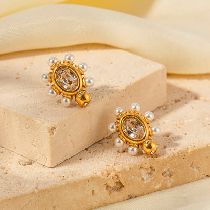 Chic Gold Pearl Drop Earrings