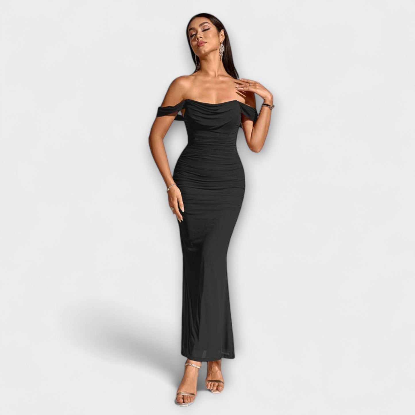 Ione - Chic Off-Shoulder Ruched Dress for Any Occasion