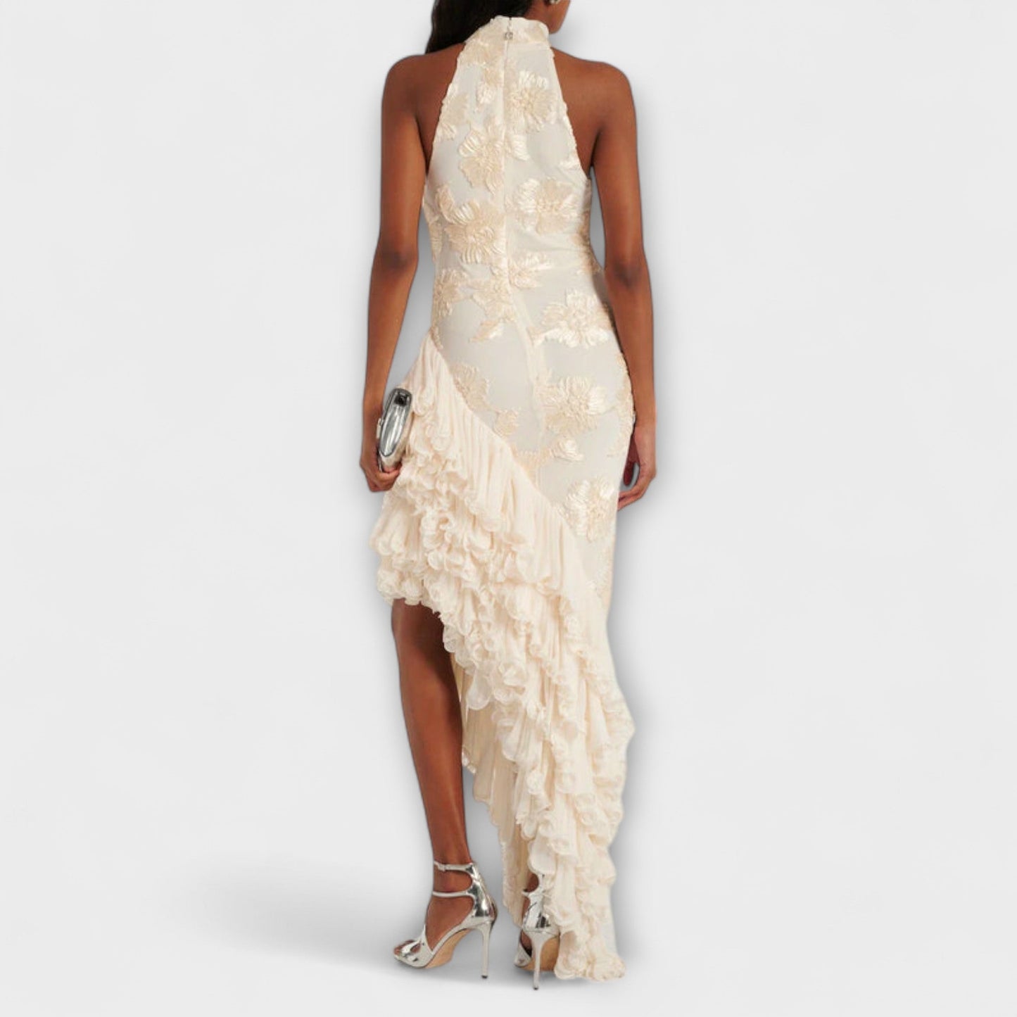 Karen - Floral Appliqué Maxi Dress for Special Occasions