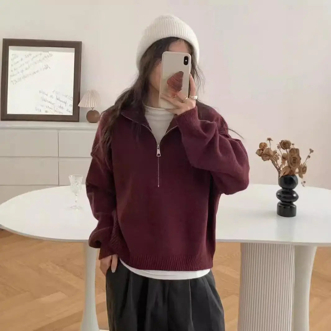 Aurora - Cozy High Neck Knit Sweater for Every Occasion