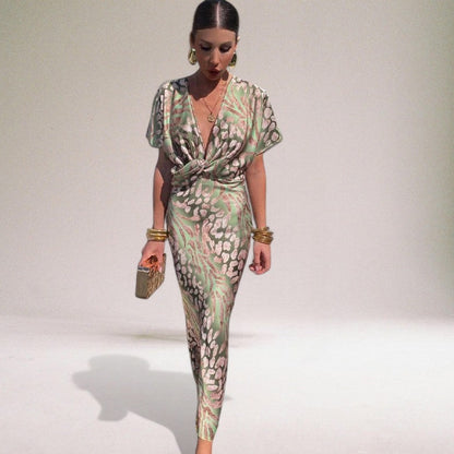 Twisted V-Neck Maxi Dress for Special Events