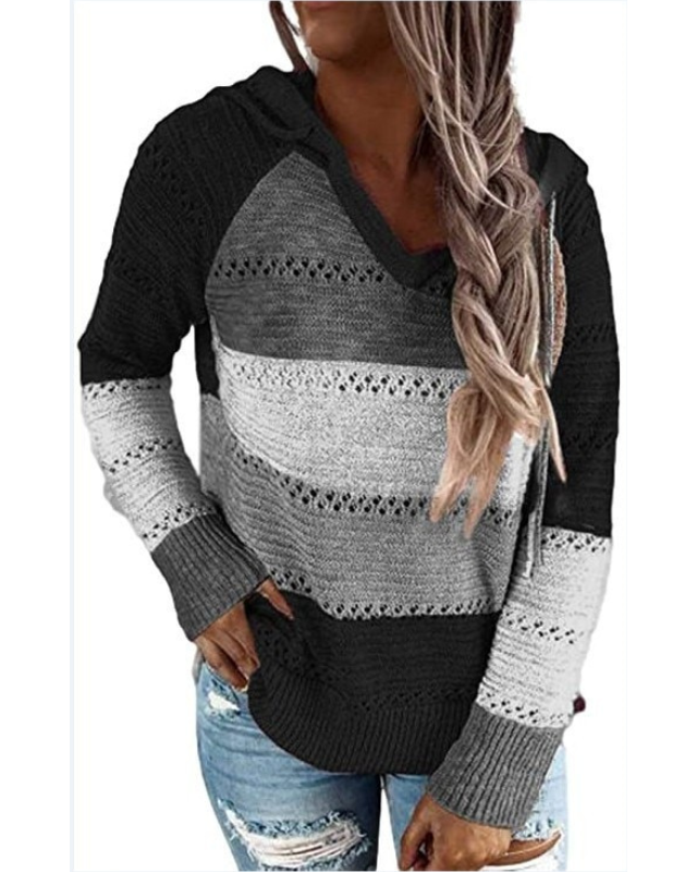 Chic Striped Knit Hoodie for All Occasions