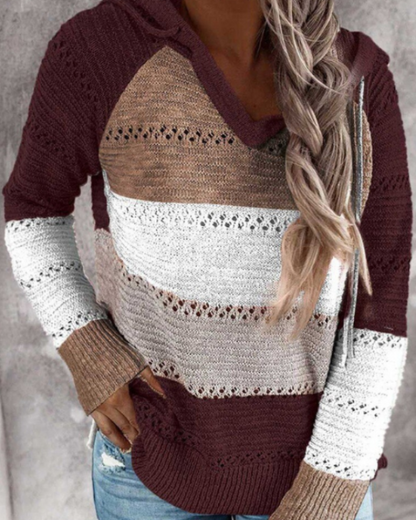Chic Striped Knit Hoodie for All Occasions
