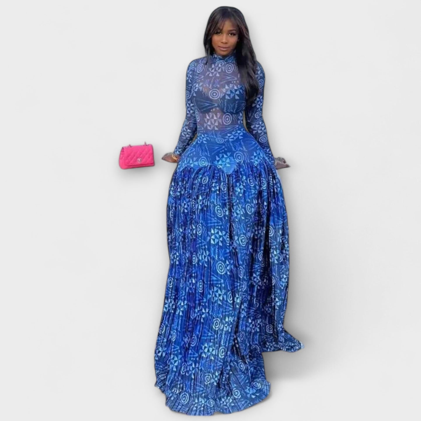 Mia Maxi Dress in Floral Mesh for Events