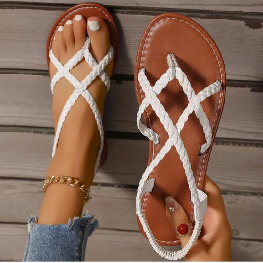 Stylish Women's Braided Crisscross Open Toe Sandals