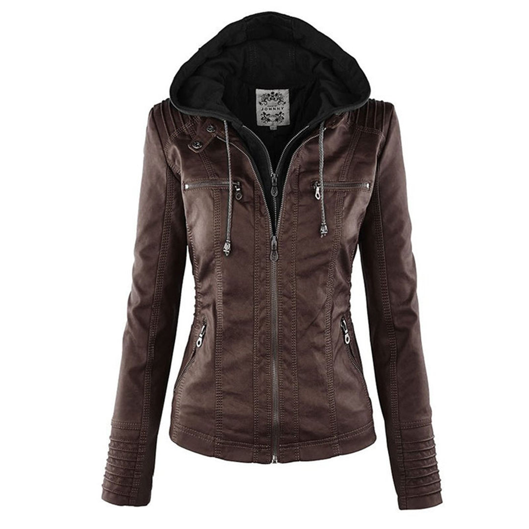 Chic Brown Hooded Zip-Up Jacket for All Seasons