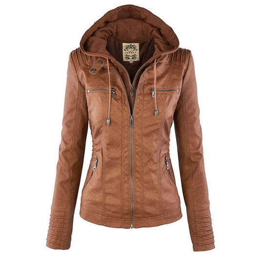 Chic Brown Hooded Zip-Up Jacket for All Seasons