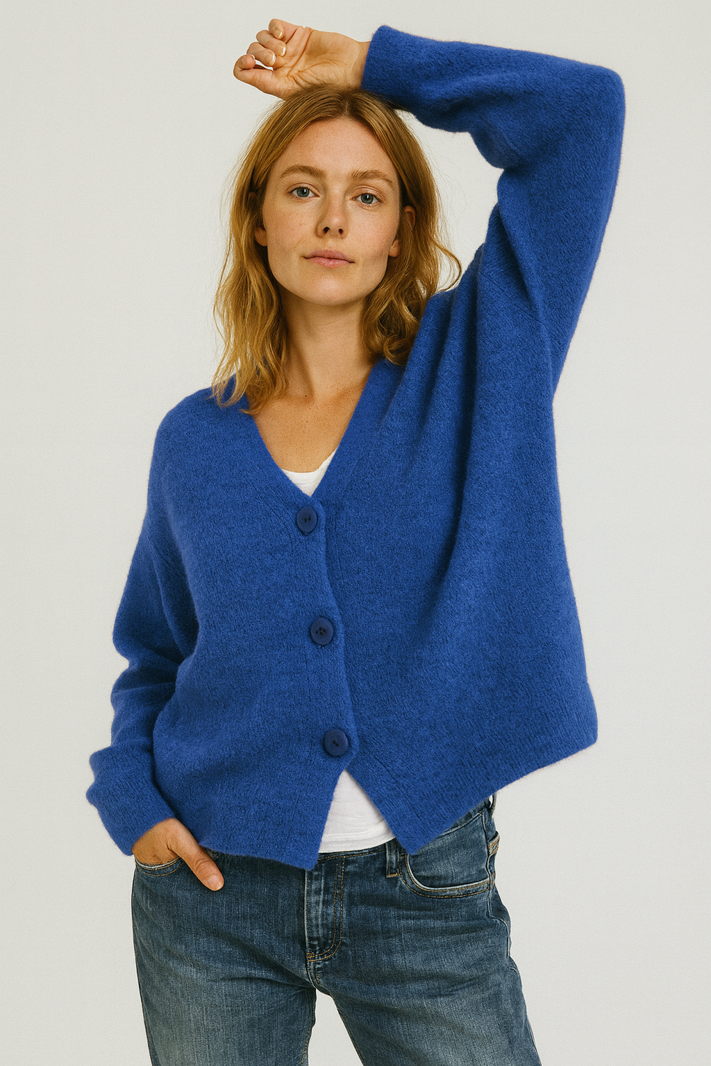 Chic Knit Cardigan Sweater for Women - V-Neck Button Design for Everyday Wear