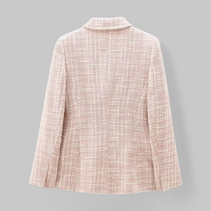 Chic Pink Tweed Blazer for Women - Ideal for Work or Events