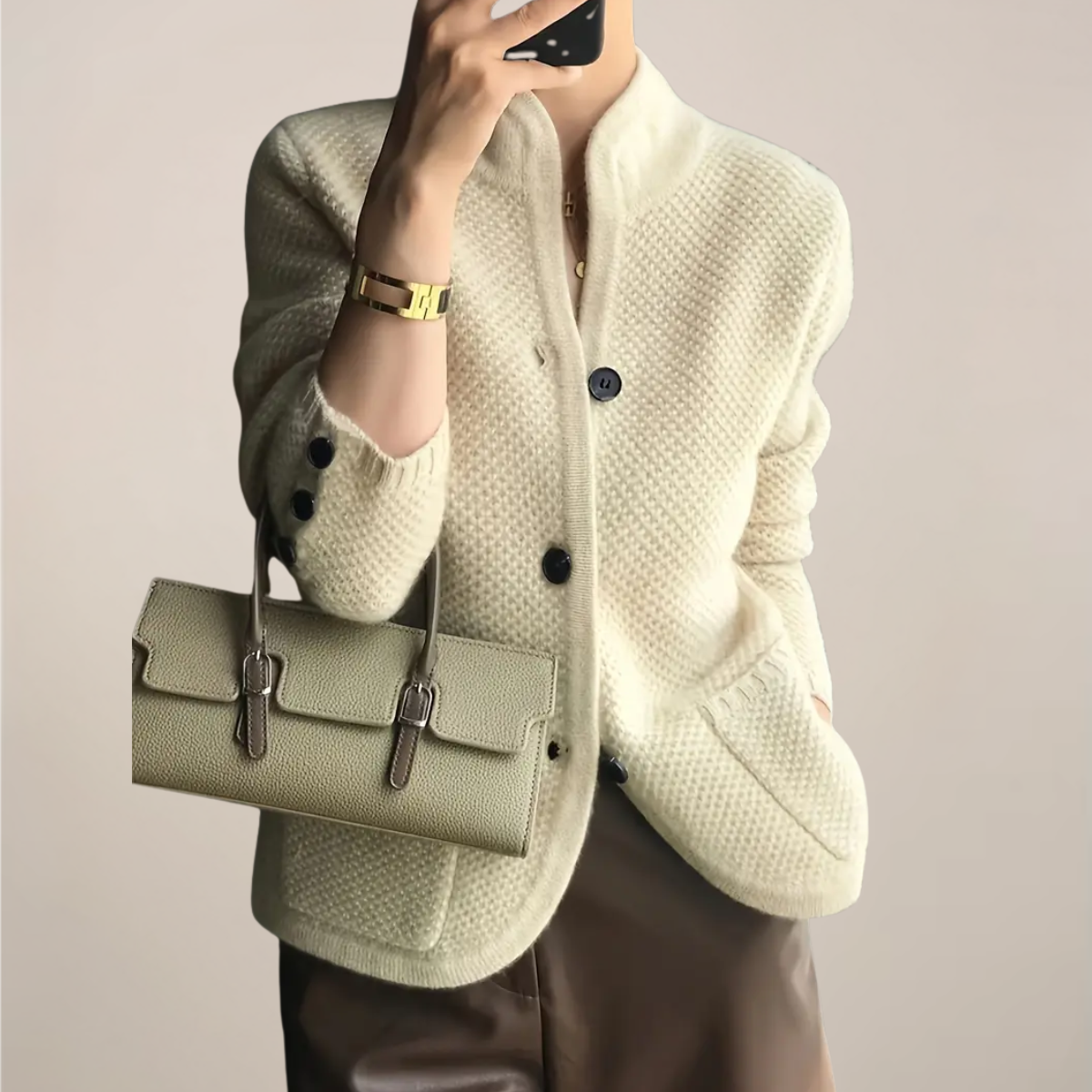 Textured Knit Cream Cardigan for Stylish Layers