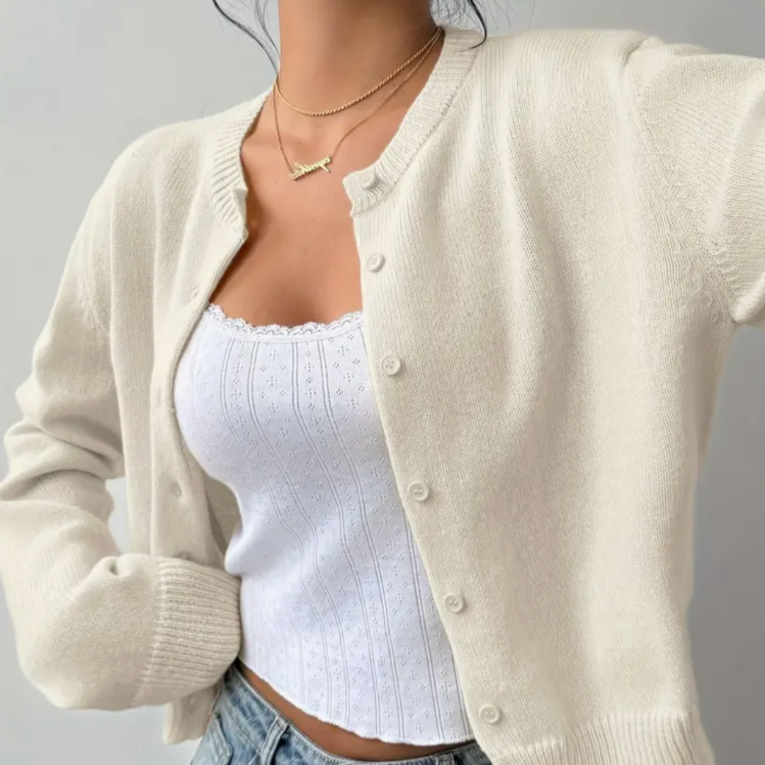 Chic Cropped Button Cardigan – Cozy Knit for Everyday Style