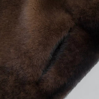 Chic Dark Brown Long Faux Fur Coat for Winter Wear