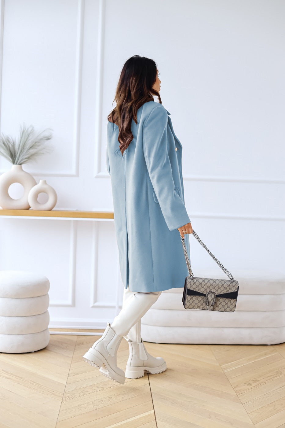 Women's Stylish Double-Breasted Coat for Winter Wear