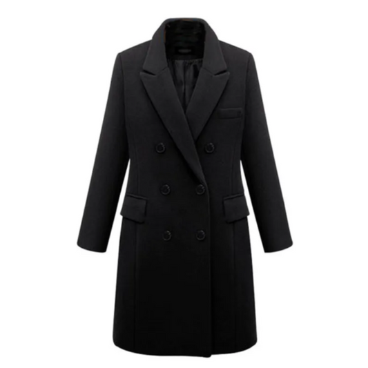 Chic Women's Double-Breasted Long Coat for Work and Events