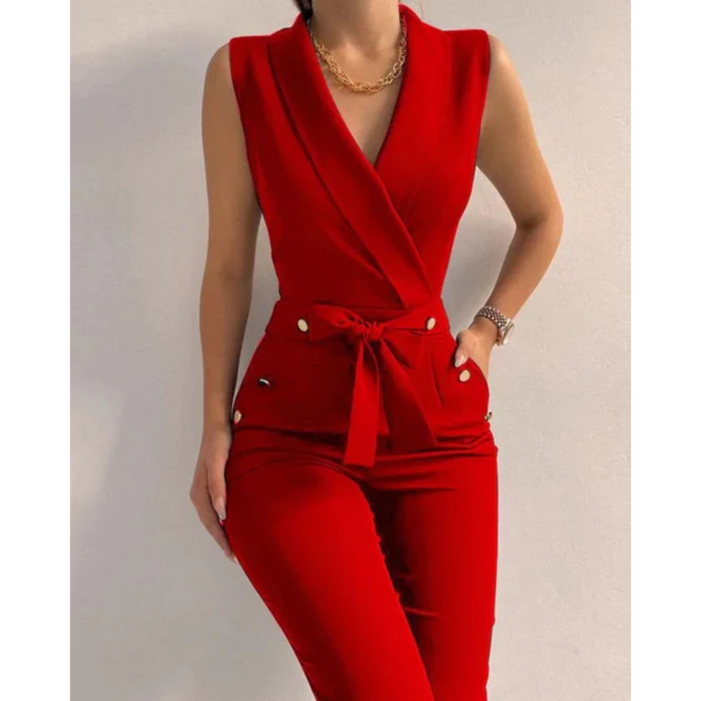 Chic Sleeveless V-Neck Jumpsuit for Special Occasions